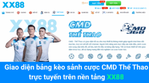 Giao diện bảng kèo sảnh cược CMD Thể Thao trực tuyến trên nền tảng XX88